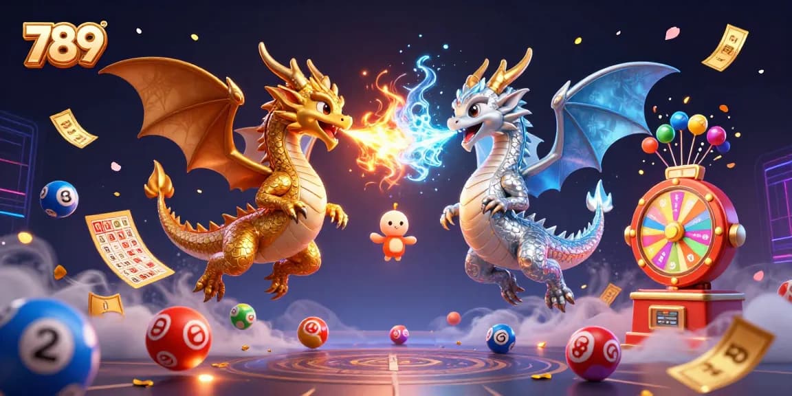 Engage with 789's vibrant casino world, featuring dragons and dynamic lottery elements in action.