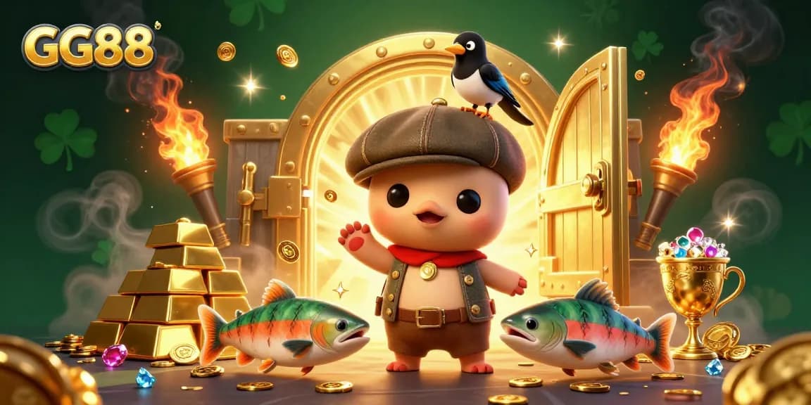 Experience thrilling GG88 gameplay with colorful characters and sparkling casino treasures.