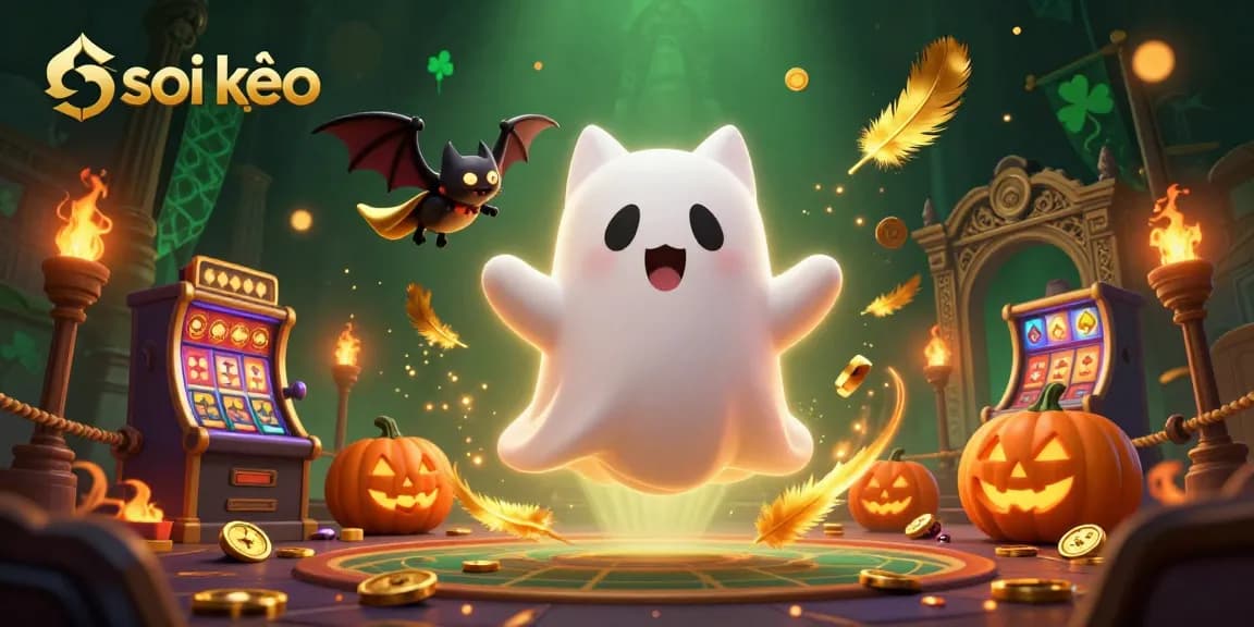 Engage with soi kèo strategies in a vibrant haunted casino scene filled with dynamic characters.