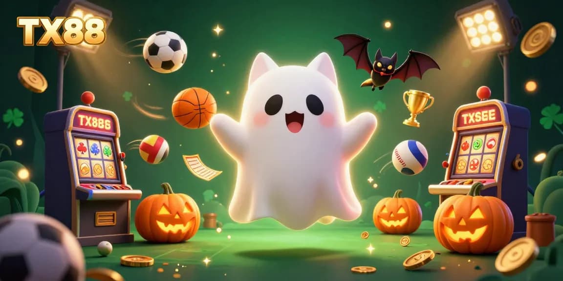 Experience the thrills of TX88's haunted casino in this vibrant digital illustration.