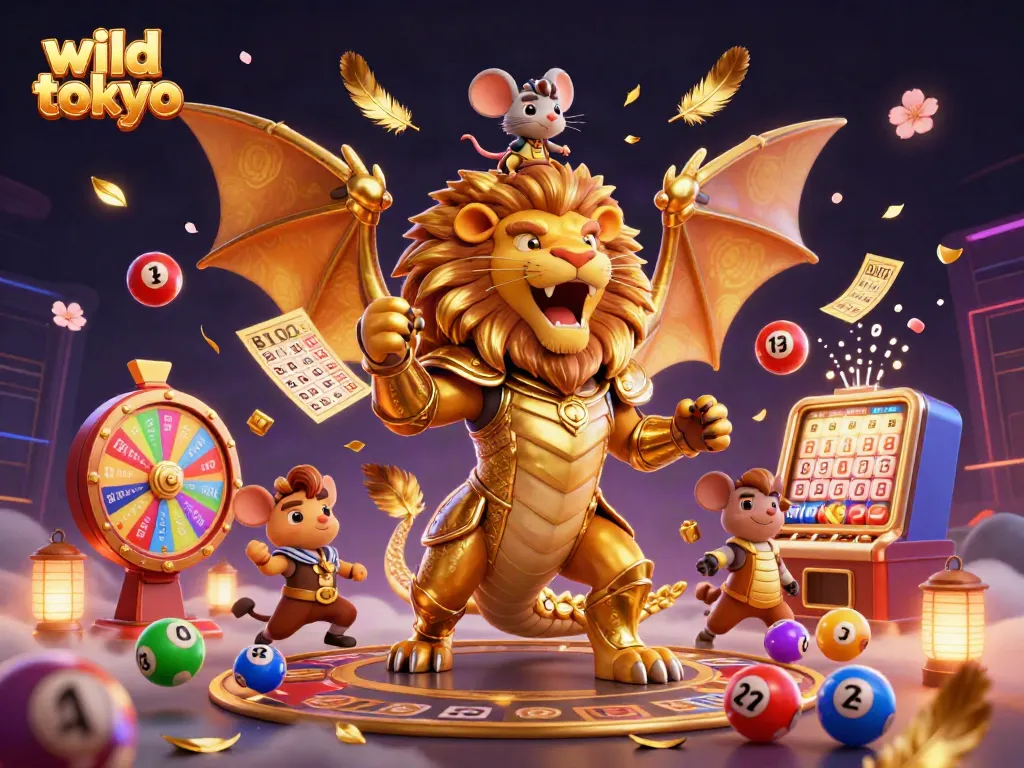 Join the action at wild tokyo casino with colorful games, golden prizes, and a majestic chimera.