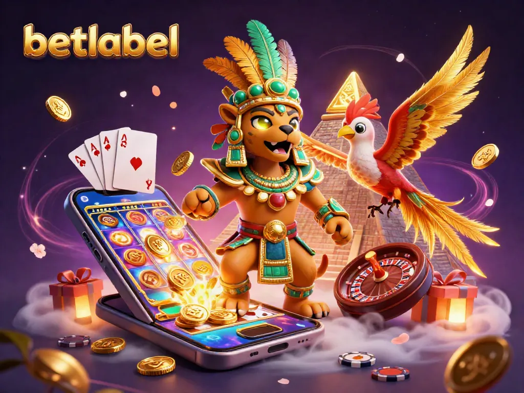 Hit the jackpot at betlabel with a vibrant scene of a Mayan priest and exciting casino elements.